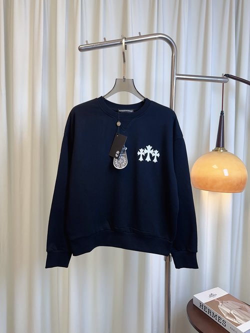 Chanel Flocked Logo Sweatshirt with Metal Decoration, Breathable and Comfortable