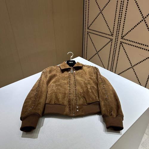 Loewe Refined Single Leather Coat Made of Imported Mixed Sheep Suede