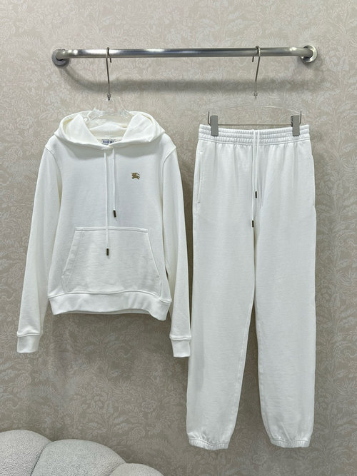 Burberry Elegant High-end Customized Cotton Hoodie with Embroidered Pants Ensemble