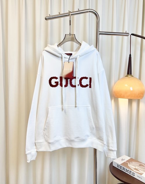 Gucci Customized Cotton Fleece Hoodie with Printed Logo