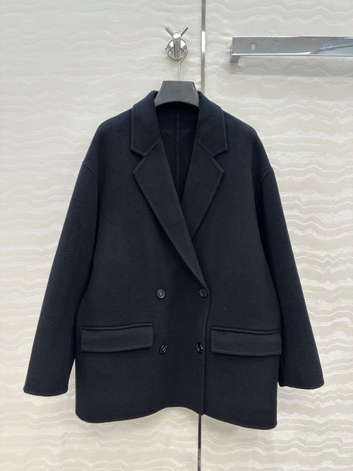 Prada Handmade Double-Sided Cashmere Mid-Length Coat, Elegant and Slimming
