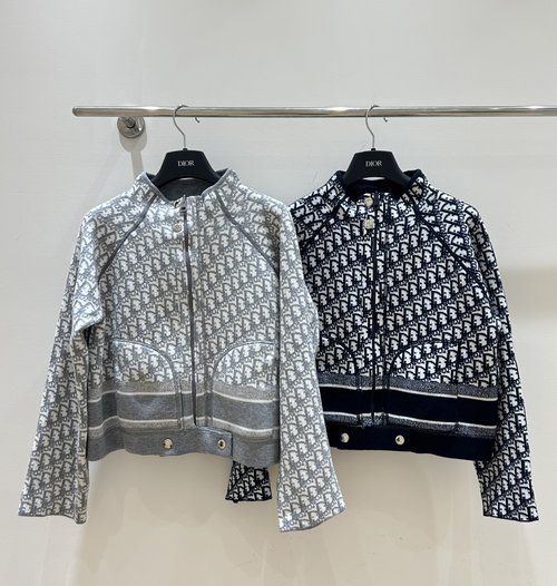 Dior All-over Letter Jacquard Reversible Half-high Collar Jacket