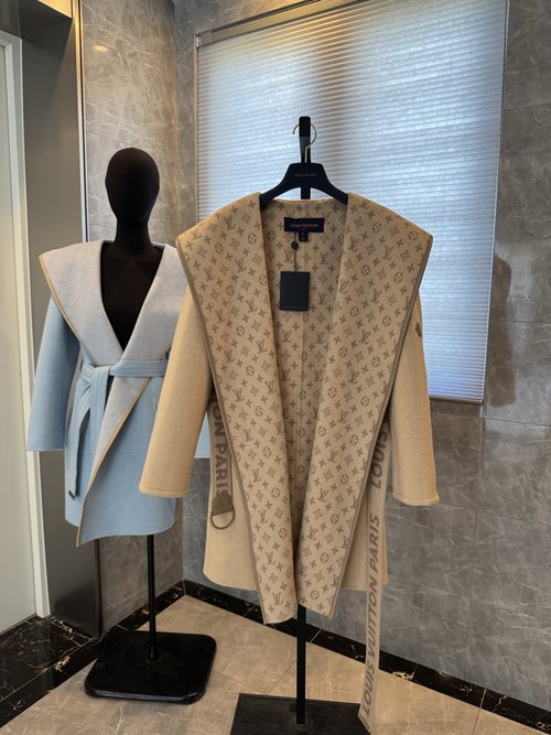 Louis Vuitton Wool - Silk Blend Wrap Coat: Elegant Design