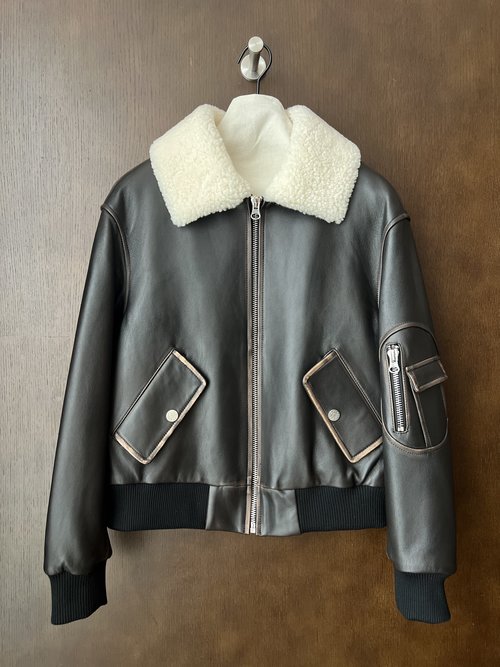 Yves Saint Laurent Fashionable Genuine Leather Jacket with Custom Leather and Accessories, Timeless Style