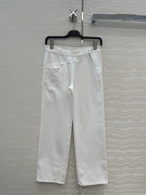 Loewe Asymmetric Denim Jeans with Side Zipper Detail and High-Quality Imported Fabric