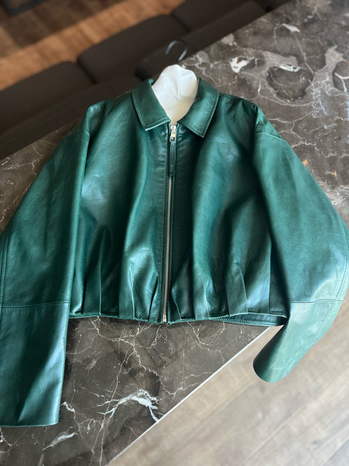 Loewe Stylish Single Imported Lambskin Leather Outerwear