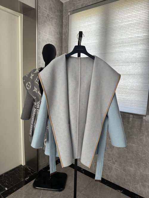 Louis Vuitton Double-sided Wrap Silk Wool Blend Timeless Overcoat