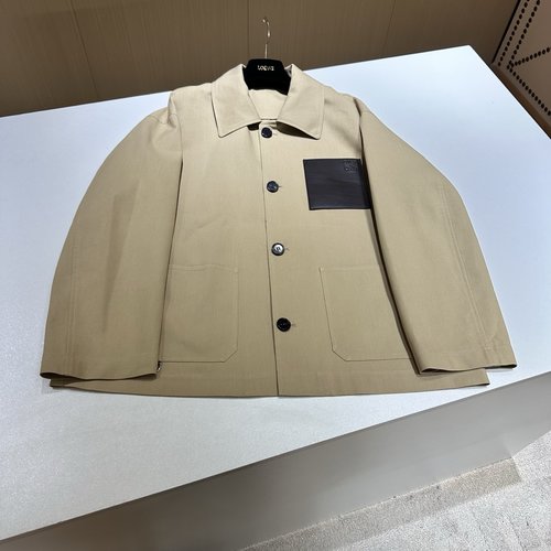 Loewe Sophisticated and Versatile Windbreaker Coats with Genuine Sheepskin Inserts