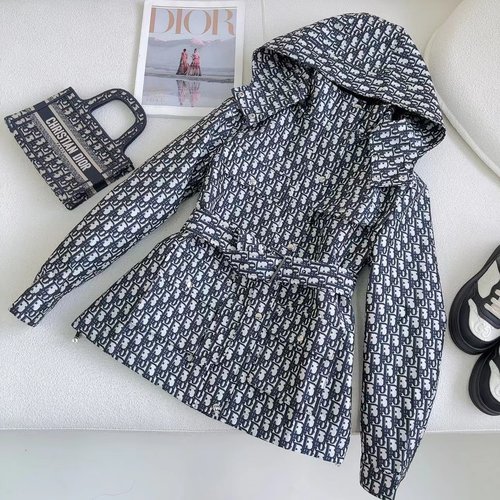 Dior Full D Jacquard Hooded Mid-length Jacket