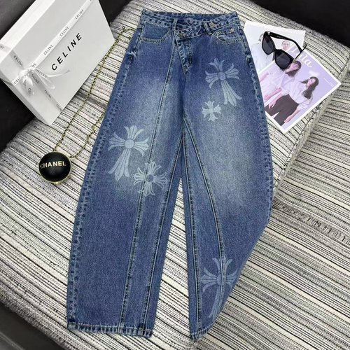 Chrome Hearts Recommended Printed Cross Machete Jeans with Good Wash