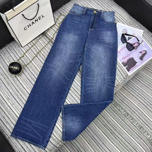 Chanel High-End Atelier Series Denim Trousers with Metal Accents