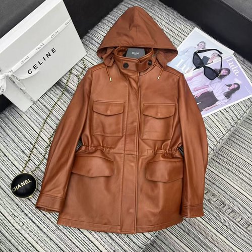 Loro Piana Luxury Leather Trench Coat with Adjustable Waist and Detachable Hood