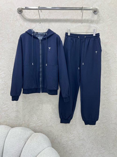 Dior Double-sided Hooded Zipper Suit with Embroidered Bee and Animal Print