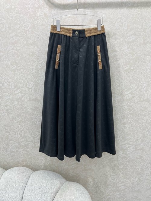 Gucci Full老花Double G Print Skirt with Horsebit Decoration