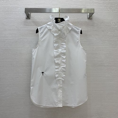 Dior New Removable Lace Collar Decorated Cotton Shirt