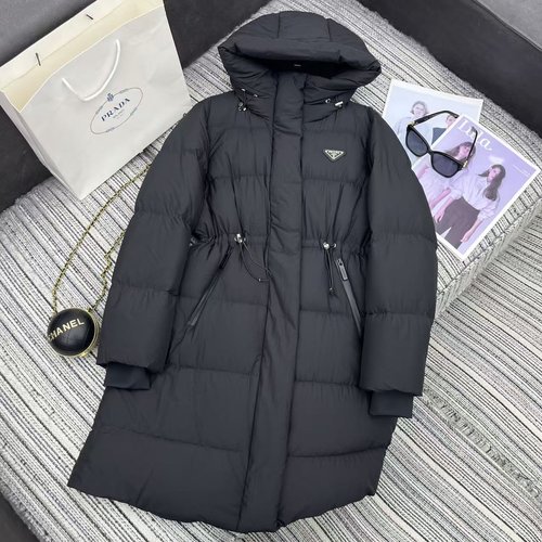 Prada Hooded Down Jacket with Design Features