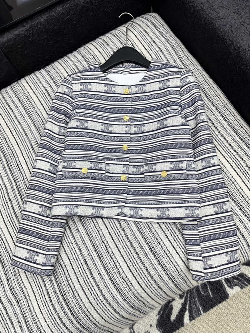 Celine Striped Logo Jacquard Single-breasted Collar Suit Set