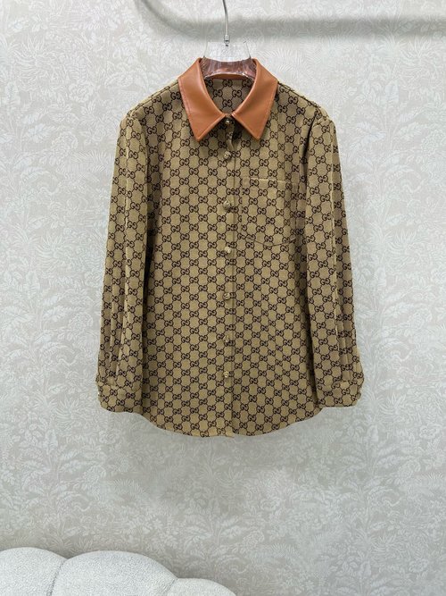 Gucci Double G Jacquard Shirt Jacket with Stylish Collar and Buttons