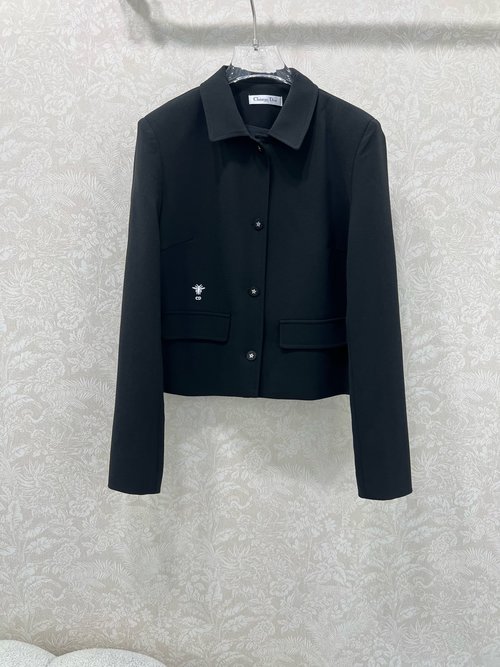Dior Single-breasted Blazer with Star Accents and Bee Embroidery