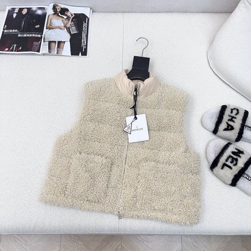 Moncler Luxury Lamb Wool Down Vest with Zipper and Drawstring Design