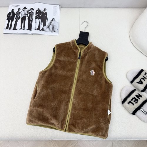 Moncler Furry Lamb Wool Down Vest, Classic and Versatile