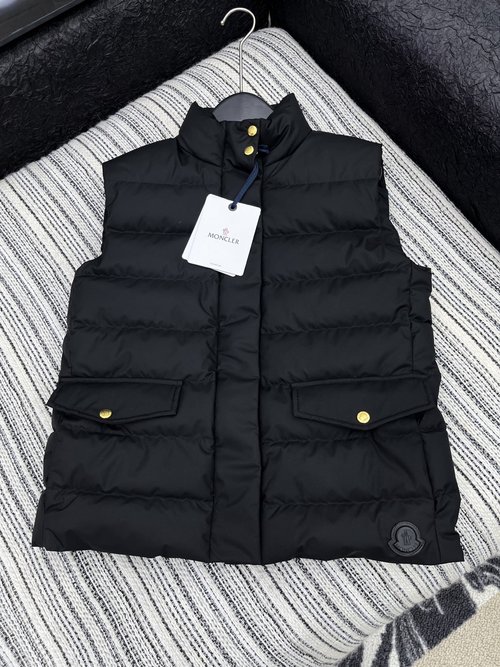 Moncler Customized Down Vest with Gold Buttons - Soft and Stylish