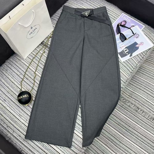 Prada Recommended Early Autumn Suit Wide Leg Pants with Belt