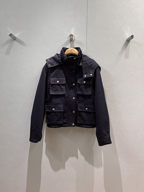 Dior Classic Damask Lined Hooded Jacket with Detachable Hood & Bee Embroidery