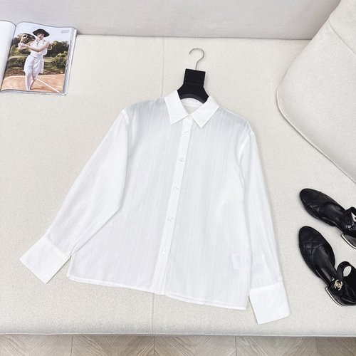 Chanel Logo-Embroidered Silk White Shirt for Elegant Outings