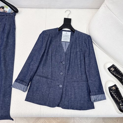 Brunello Cucinelli Exclusive Chain-Decorated Long Denim Trousers with Luxury