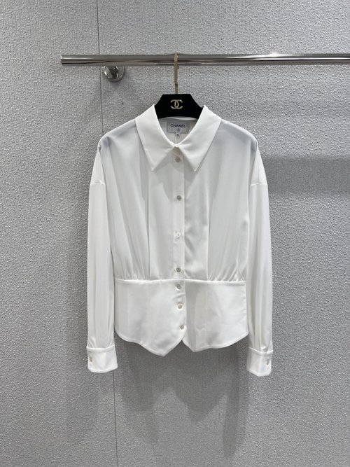 Chanel Exclusive Yb Developed Waist-Contracted Long-Sleeved Shirt
