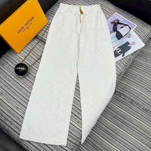 Louis Vuitton Floral Jacquard High Waist Straight Denim Pants