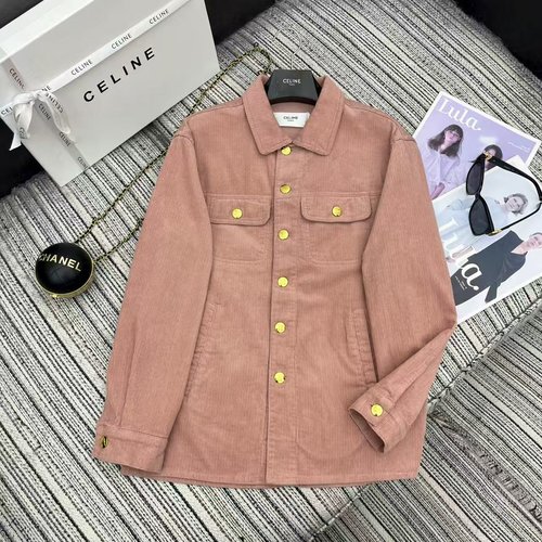 Celine Pink Vintage Pocket Collar Long Sleeve Jacket for a Classic Style