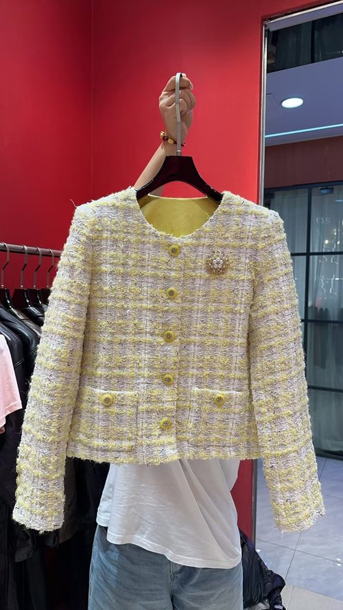 Chanel Soft Custom-Woven Colored Coat with Silk Camellia Lining