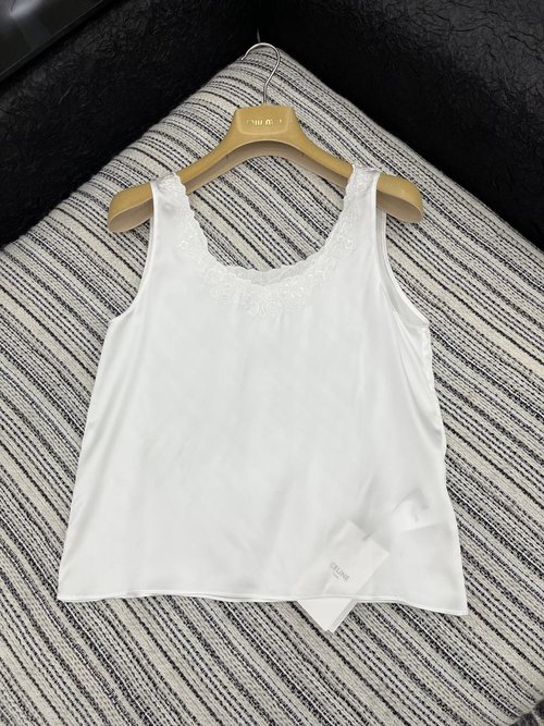 Celine Customized Water-soluble Embroidered Silk Vest with High-class Feeling
