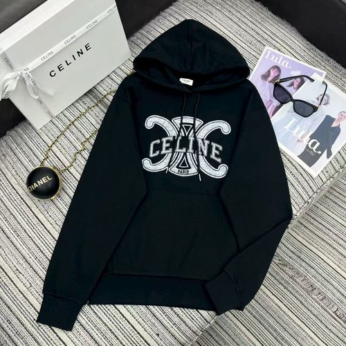 Celine Hoodie with Arch of Triumph Print in Two Colors