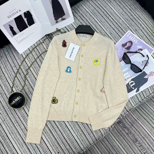 Acne Studios Early Autumn Cartoon Patchwork Wool Cardigan