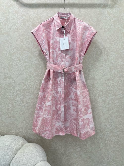 Dior Custom Jacquard Sleeveless Dress with Hidden Buttons and Embroidered Bee Motifs