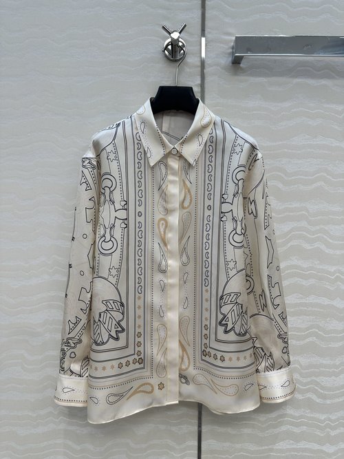 Hermes Exclusive First Release: Palefroi Remix Printed Silk H-Style Shirt