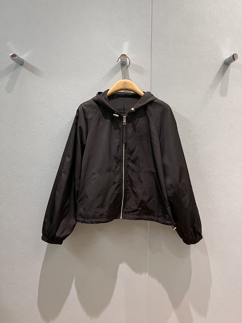 Loewe Hooded Raglan Sleeve Logo Embroidery Jacket