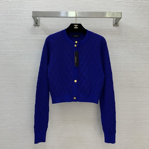 Versace Classic: Medusa Buckle V-pattern Knitted Cropped Cardigan