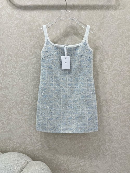 Dior Fashionable Wicker Patterned Vest Dress with Color Contrast