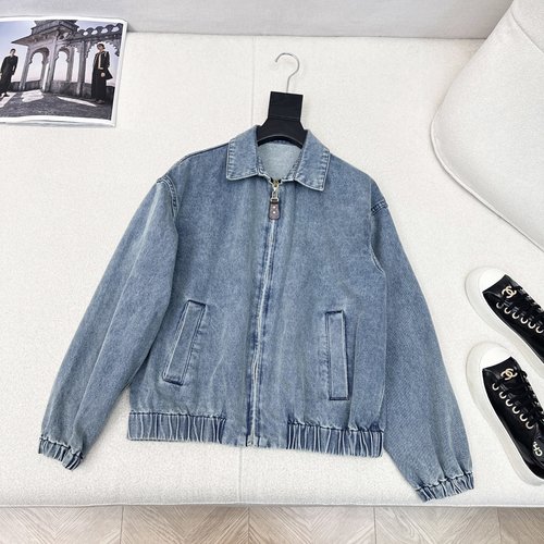 Louis Vuitton Vintage Distressed Denim Jacket with Back Logo Embroidery