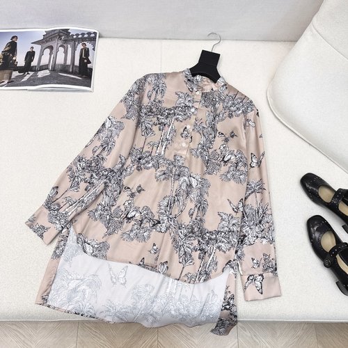 Dior Floral Print Long Shirt, Slimming and Trendy