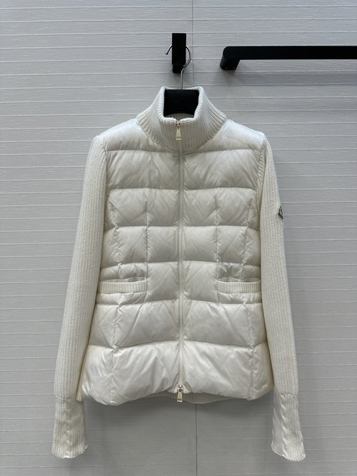 Moncler Knitted Spliced Down Jacket with Quilted Pattern