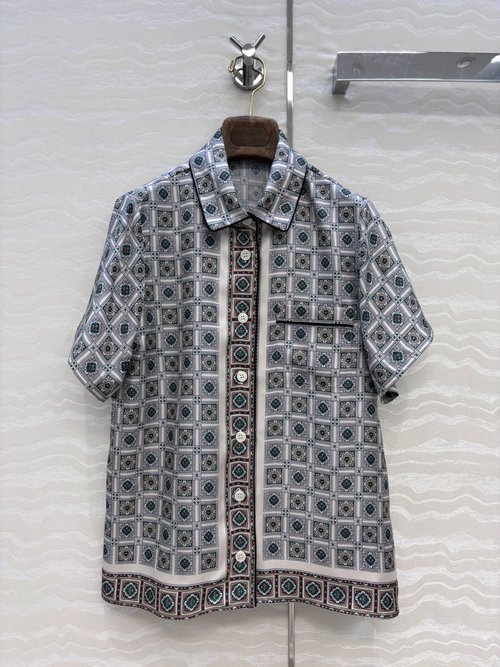 Loro Piana Exclusive High - End Floral - Printed 100% Silk Pajama - style Shirt