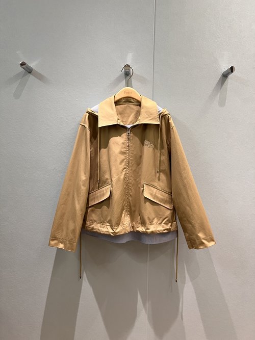 Loewe Hooded Striped Windbreaker with Detachable Hat, A-Line