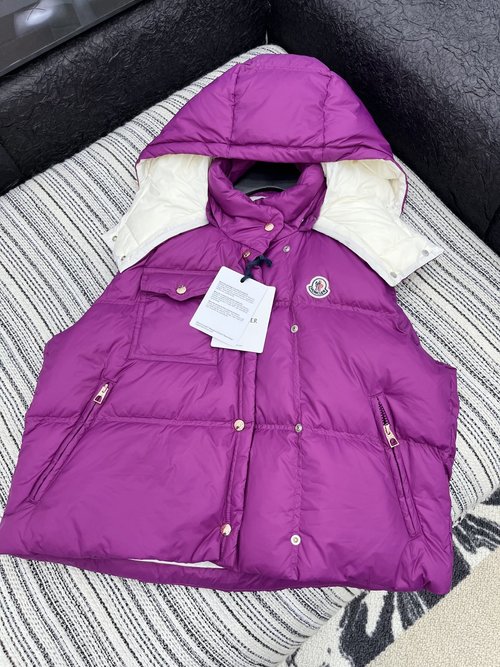 Moncler Goose Down Vest with Custom Matte Fabric and Exclusive Buttons