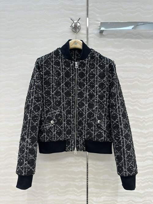Dior A-line Tweed Baseball Jacket, Timeless Elegance