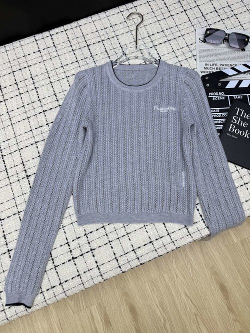 Dior Classic Hollow - Out Knitted Wool Top, Easy to Match